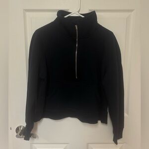 Women's Black Half-Zip Pullover Sweatshirt
